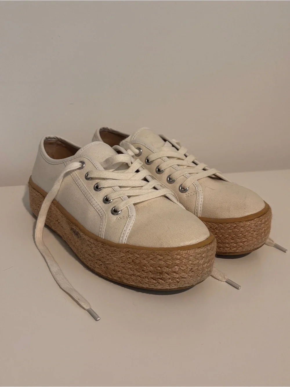 Steve Madden Cream Canvas Platform Espadrille Sneaker